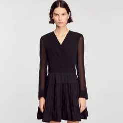 Hot Short Flowing Dual-Fabric Dress Women Dresses