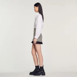 Discount Short Houndstooth Tweed Skirt Women Skirts