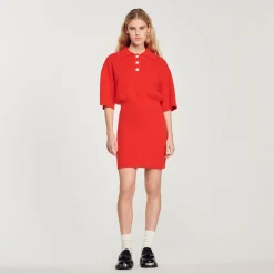 Outlet Short Knitted Polo Dress Women Dresses