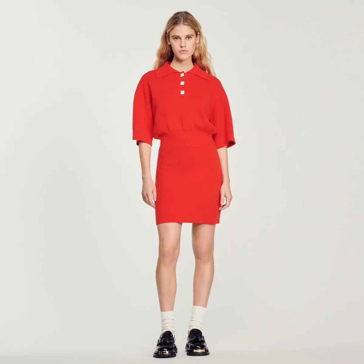 Outlet Short Knitted Polo Dress Women Dresses