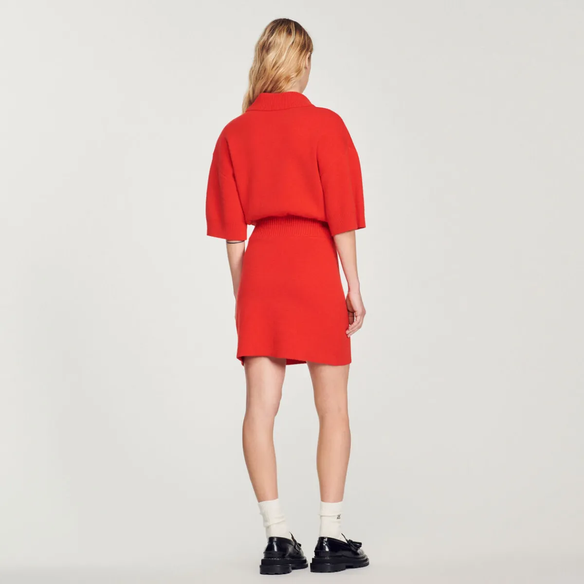 Outlet Short Knitted Polo Dress Women Dresses