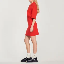 Outlet Short Knitted Polo Dress Women Dresses