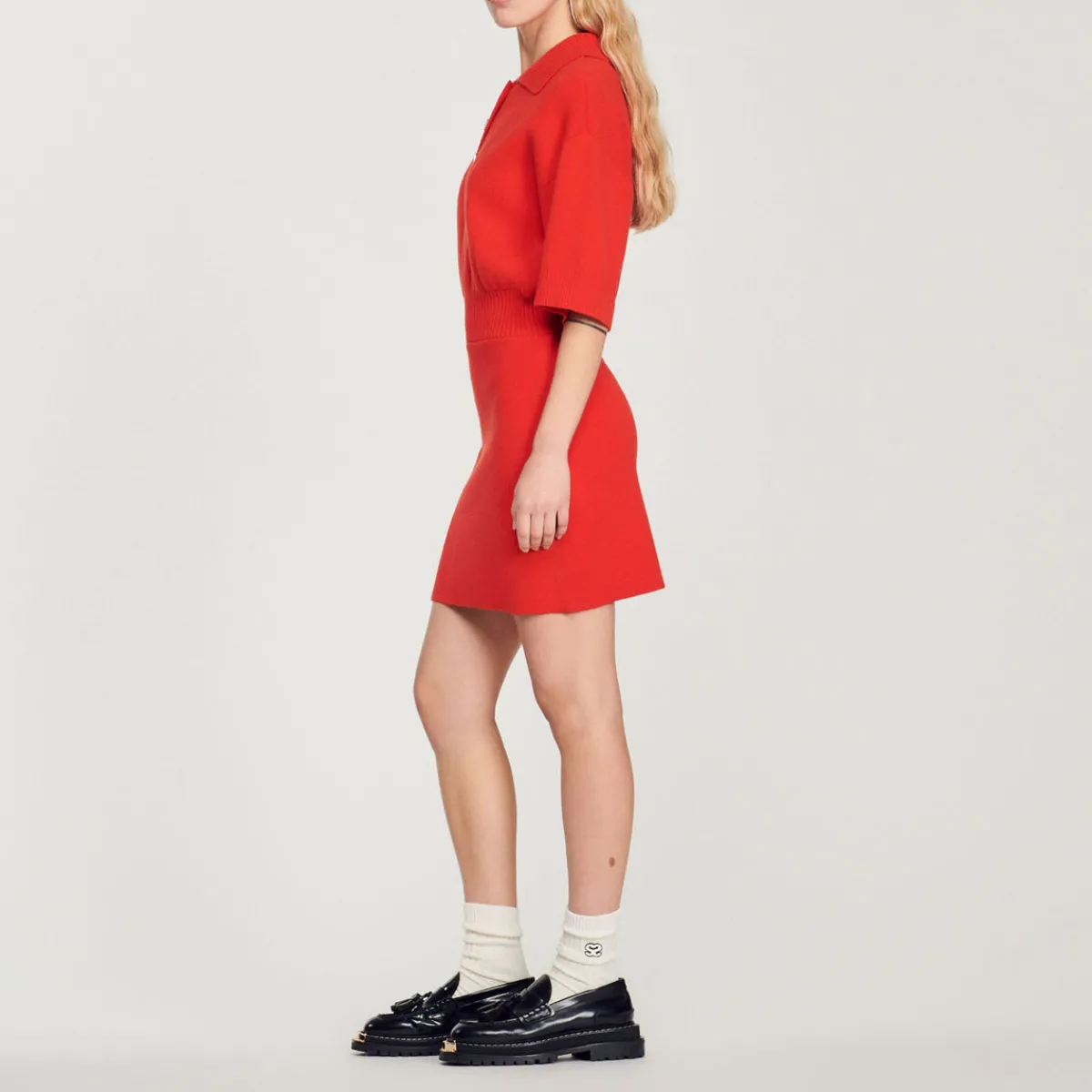 Outlet Short Knitted Polo Dress Women Dresses