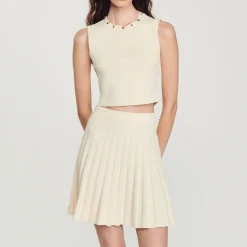 Shop Short Pleated Knit Skirt Women Matching Sets