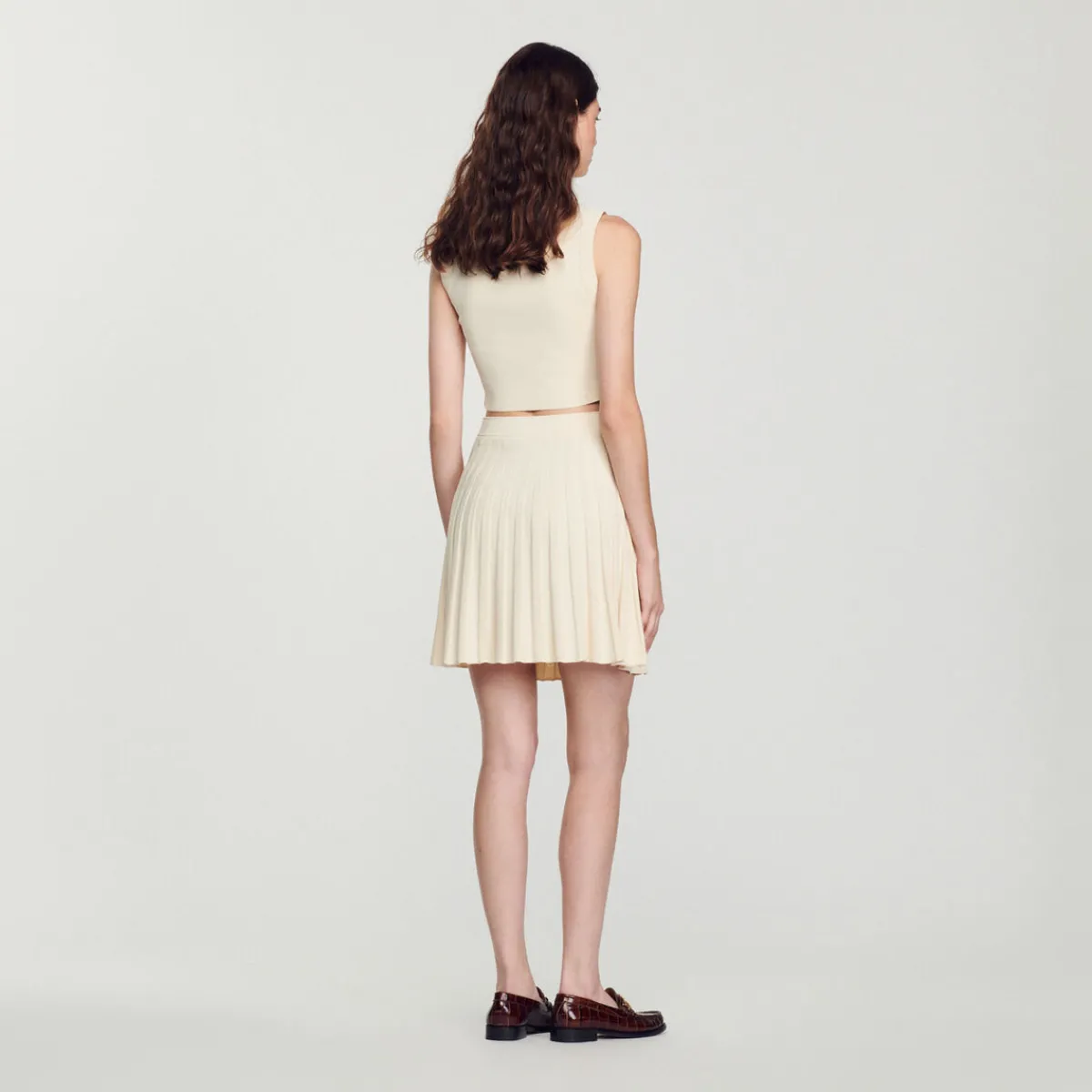 Shop Short Pleated Knit Skirt Women Matching Sets