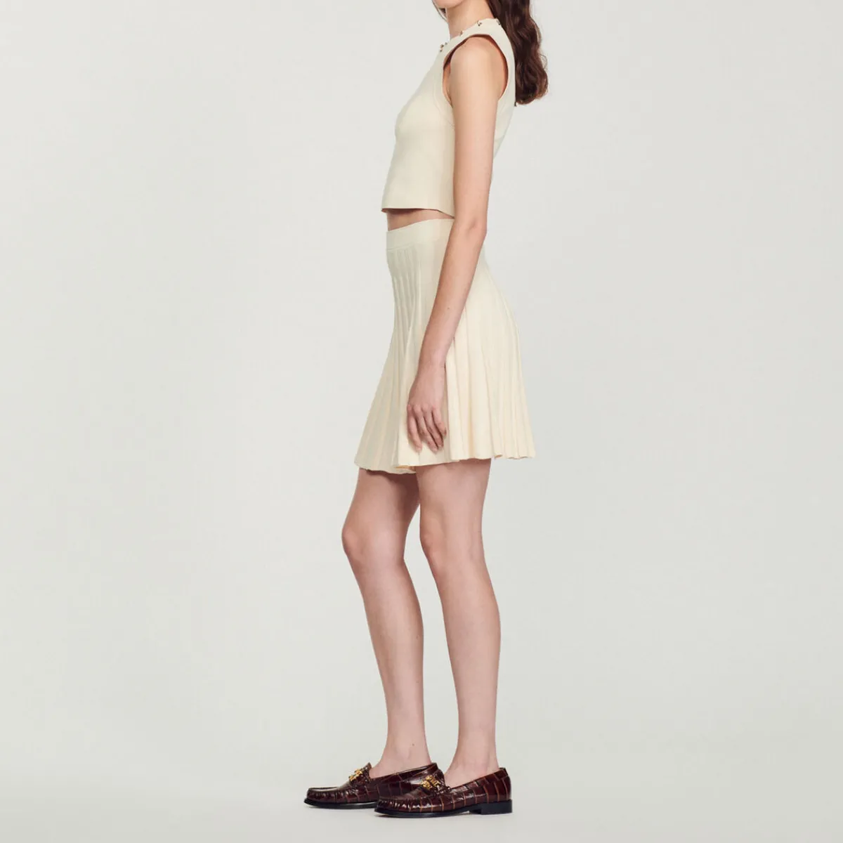 Shop Short Pleated Knit Skirt Women Matching Sets