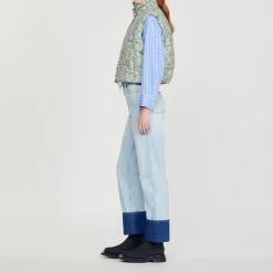 Best Sale Short Sleeveless Padded Jacket And Print Women Coats