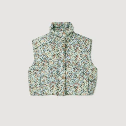 Best Sale Short Sleeveless Padded Jacket And Print Women Coats