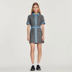 Best Sale Short Tweed And Denim Dress Women Dresses