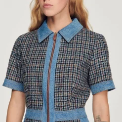 Best Sale Short Tweed And Denim Dress Women Dresses