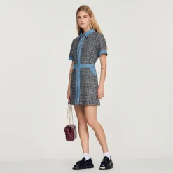 Best Sale Short Tweed And Denim Dress Women Dresses
