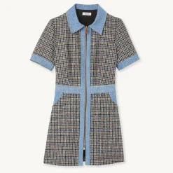 Best Sale Short Tweed And Denim Dress Women Dresses