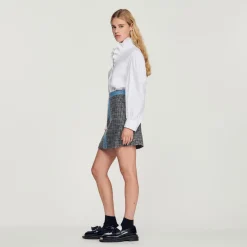 Cheap Short Tweed And Denim Skirt Women Skirts