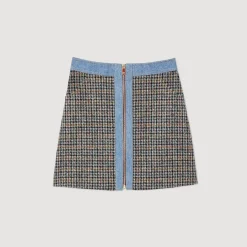 Cheap Short Tweed And Denim Skirt Women Skirts