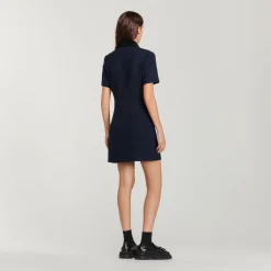 Cheap Short Tweed Dress With Velvet Collar Women Dresses