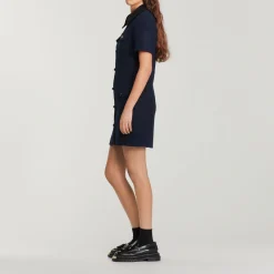 Cheap Short Tweed Dress With Velvet Collar Women Dresses