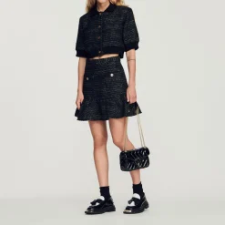 Best Short Tweed Ruffled Skirt Women Matching Sets