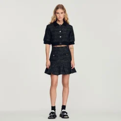 Best Short Tweed Ruffled Skirt Women Matching Sets
