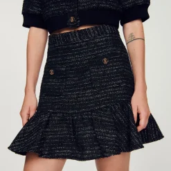 Best Short Tweed Ruffled Skirt Women Matching Sets