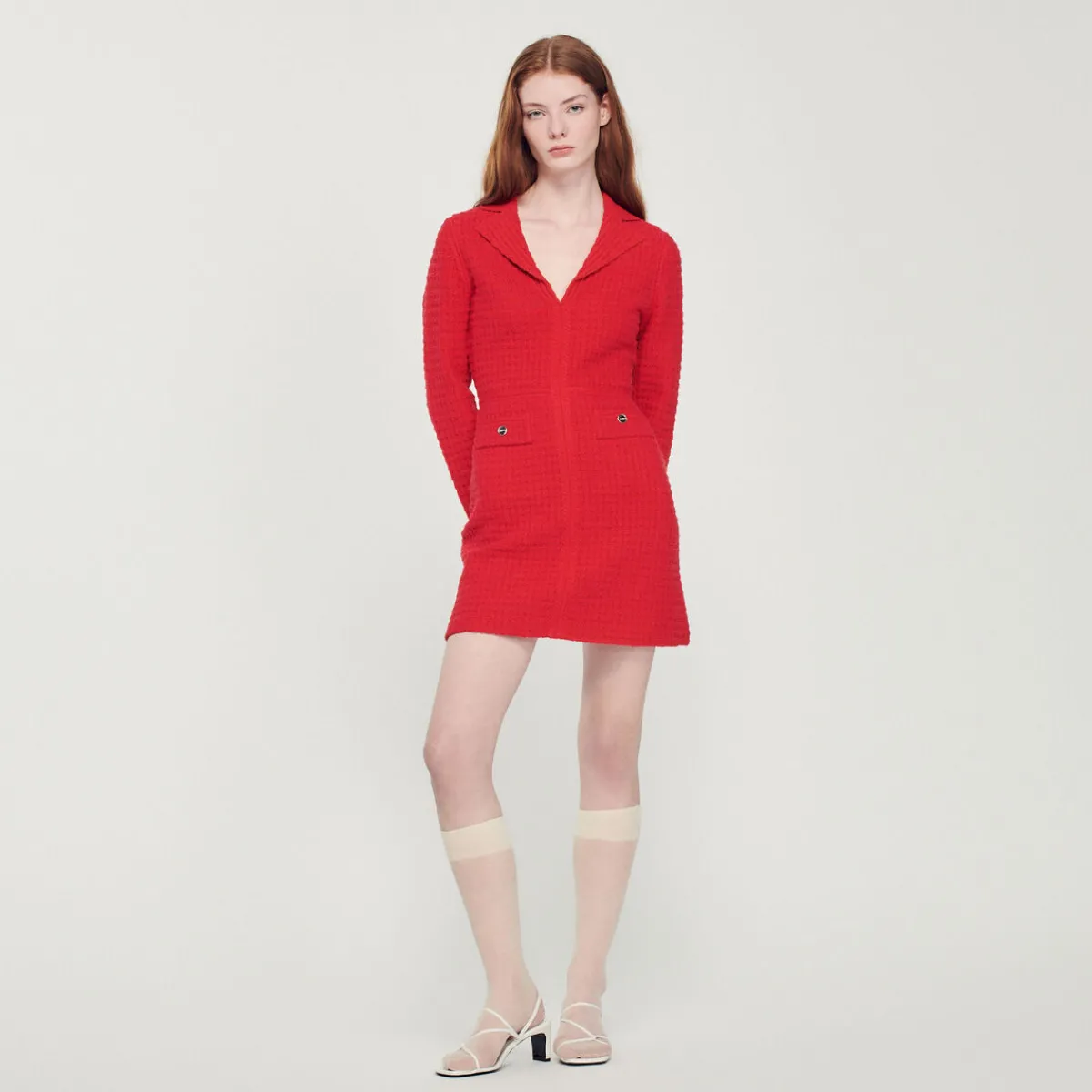 Outlet Short Tweed-Effect Dress Women Dresses