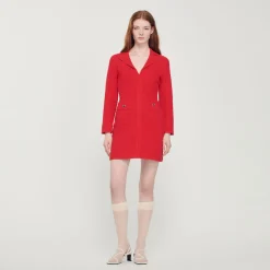 Outlet Short Tweed-Effect Dress Women Dresses