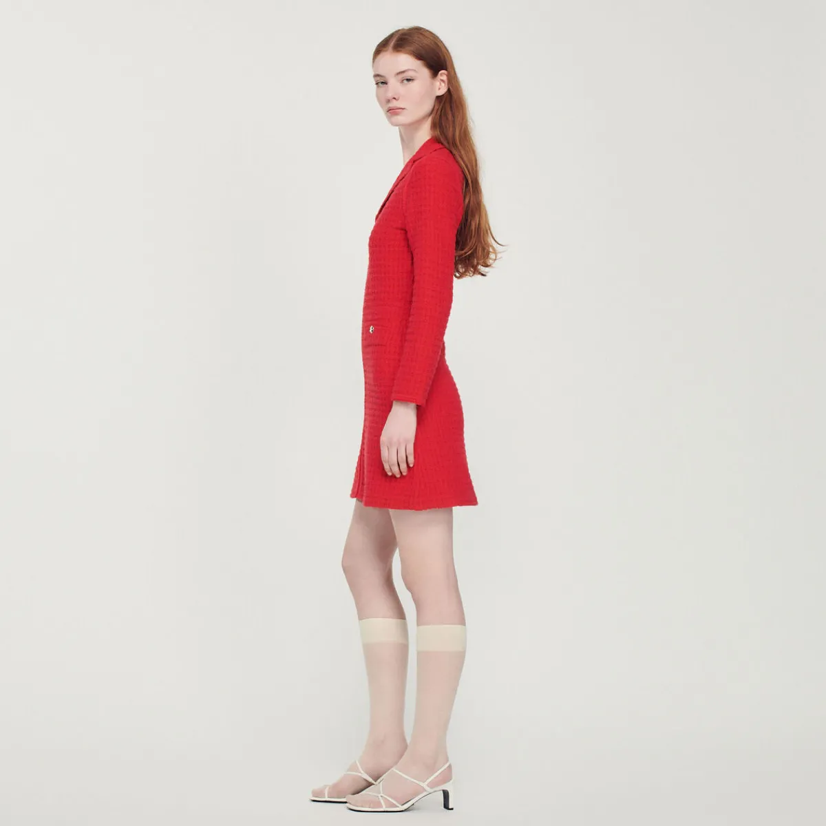 Outlet Short Tweed-Effect Dress Women Dresses
