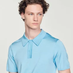Shop Short-Sleeve Knitted Polo Shirt Men T-Shirts & Polos