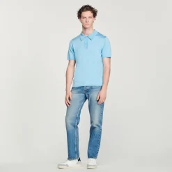 Shop Short-Sleeve Knitted Polo Shirt Men T-Shirts & Polos