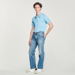 Shop Short-Sleeve Knitted Polo Shirt Men T-Shirts & Polos