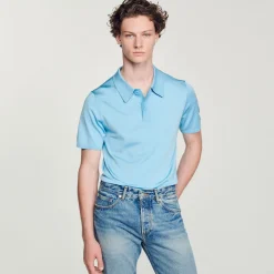 Shop Short-Sleeve Knitted Polo Shirt Men T-Shirts & Polos