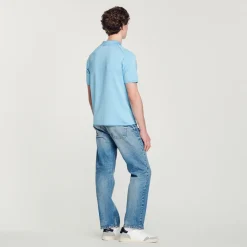 Shop Short-Sleeve Knitted Polo Shirt Men T-Shirts & Polos