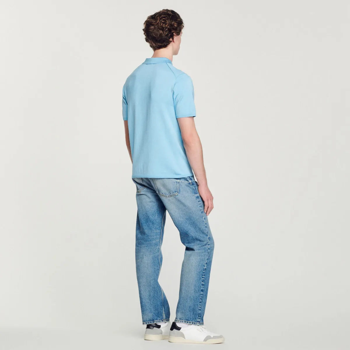 Shop Short-Sleeve Knitted Polo Shirt Men T-Shirts & Polos