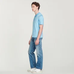 Shop Short-Sleeve Knitted Polo Shirt Men T-Shirts & Polos