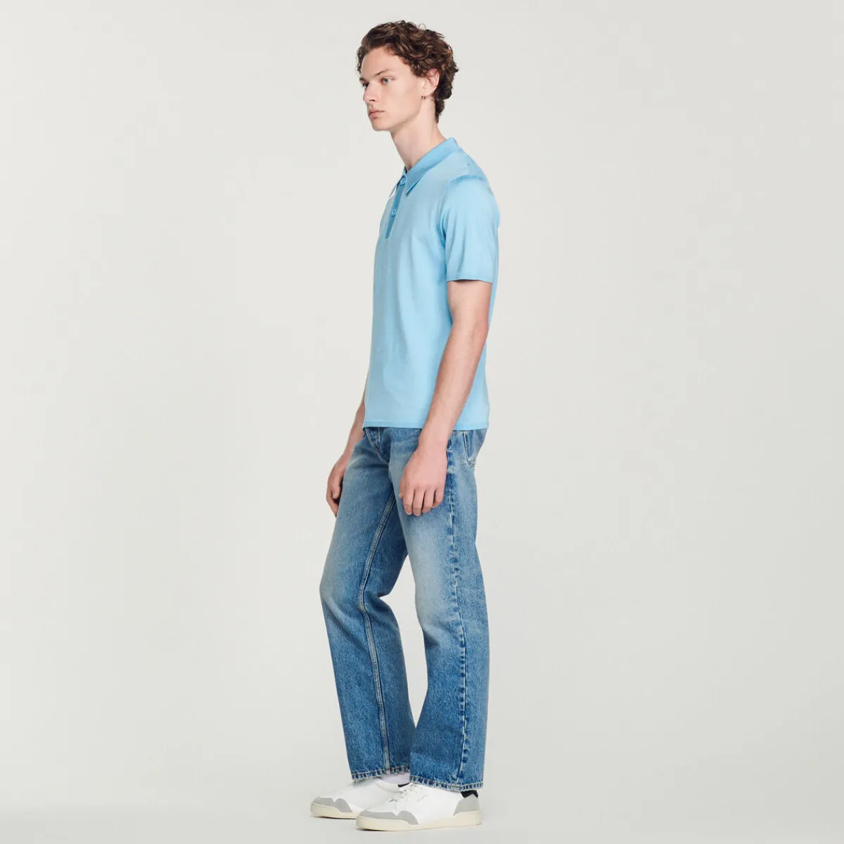Shop Short-Sleeve Knitted Polo Shirt Men T-Shirts & Polos