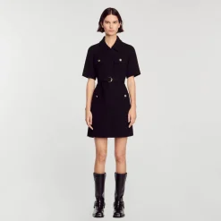 Hot Short-Sleeved Dress In Two Materials Women Dresses