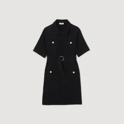 Hot Short-Sleeved Dress In Two Materials Women Dresses
