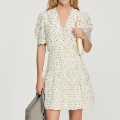 Cheap Short-Sleeved Dress With Flowers Print Women Dresses