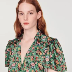 Cheap Short-Sleeved Dress With Floral Print Women Dresses