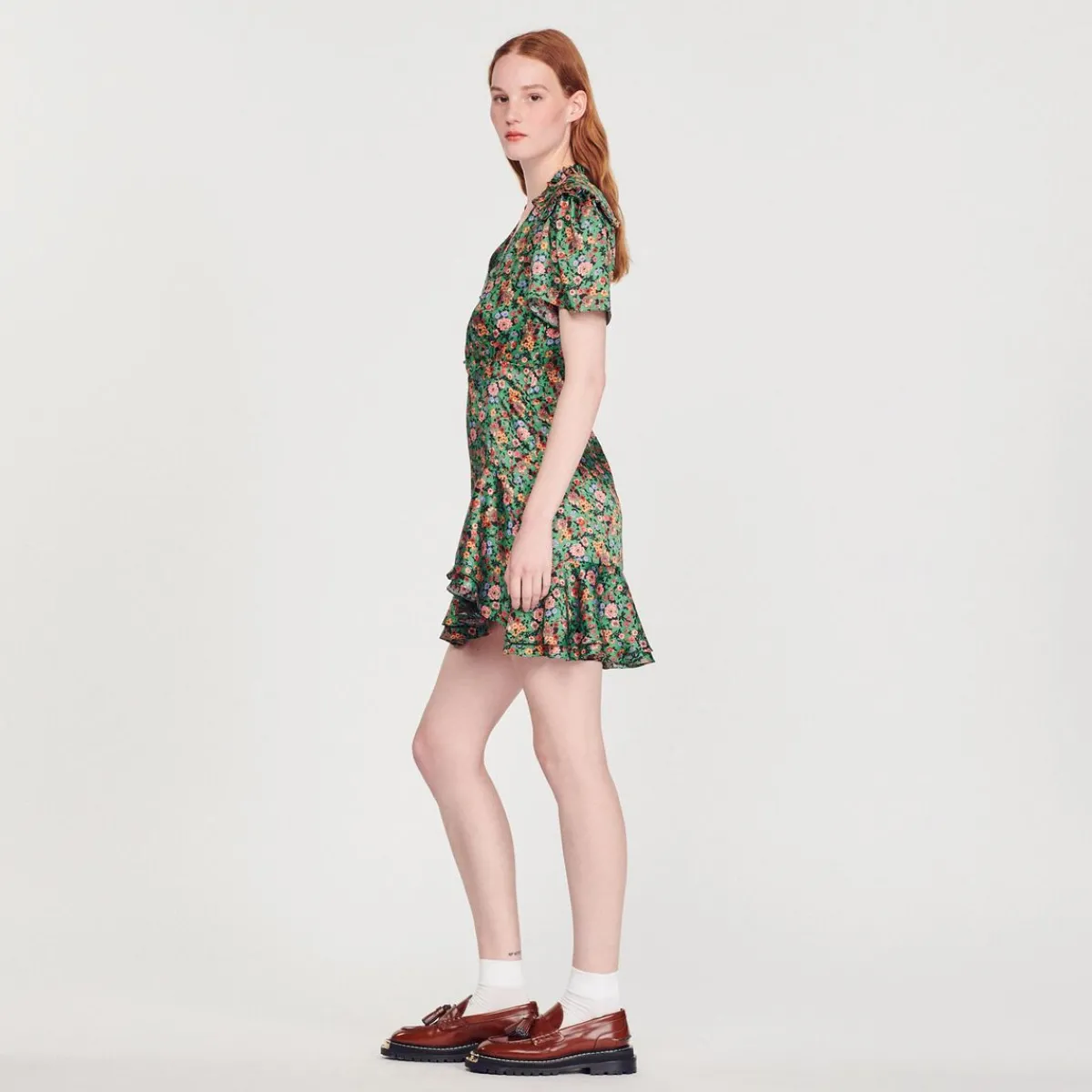 Cheap Short-Sleeved Dress With Floral Print Women Dresses