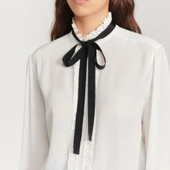 Cheap Silk Blouse With Ribbon Women Tops & Shirts