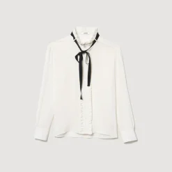 Cheap Silk Blouse With Ribbon Women Tops & Shirts