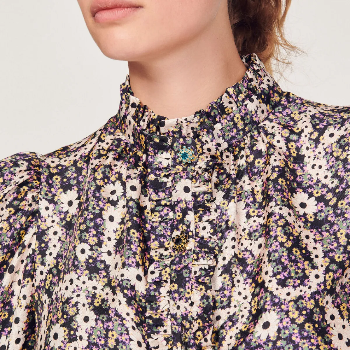 Outlet Silk Floral Shirt Women Tops & Shirts
