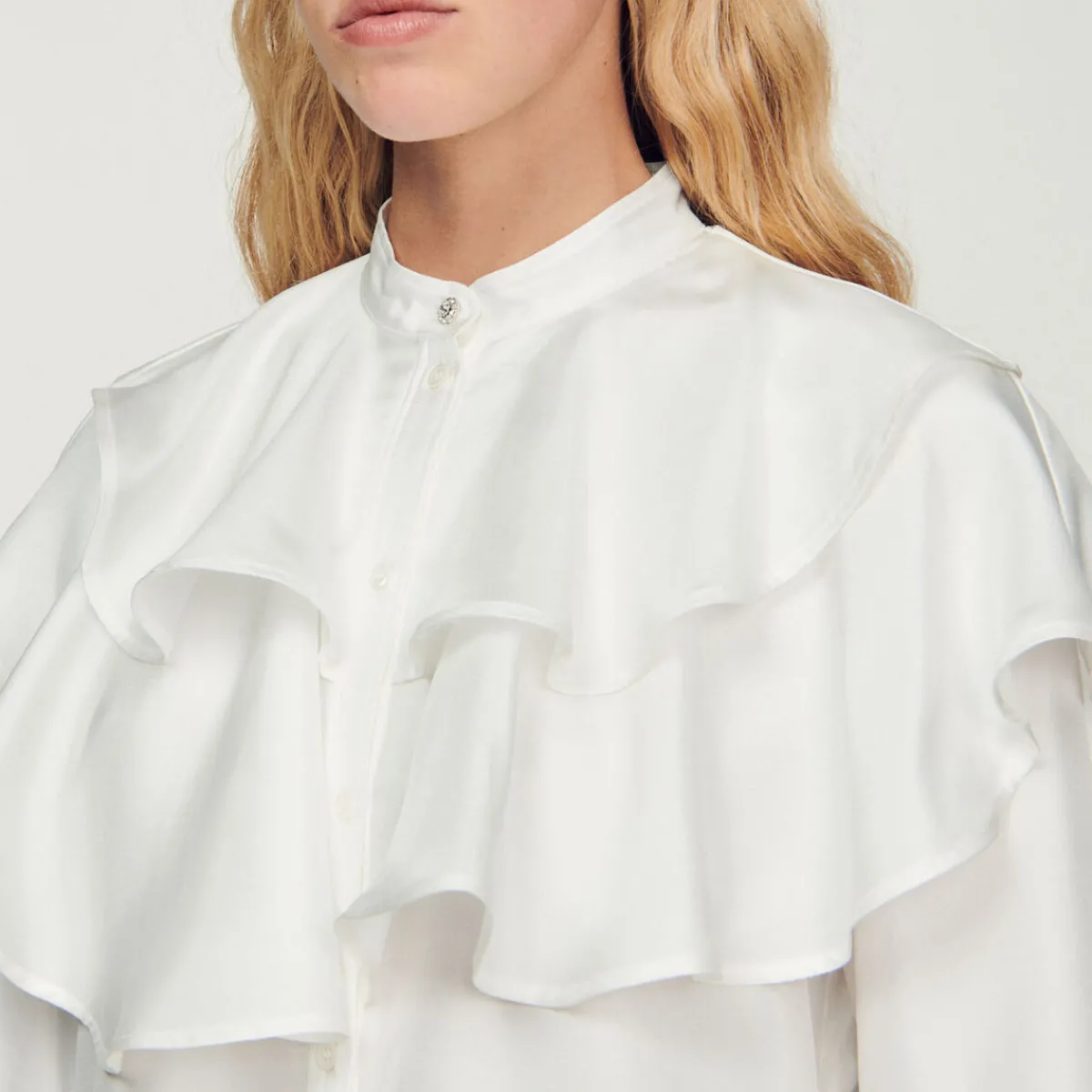 Cheap Silk Ruffled Shirt Women Tops & Shirts