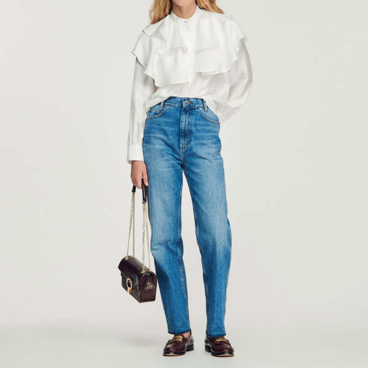 Cheap Silk Ruffled Shirt Women Tops & Shirts