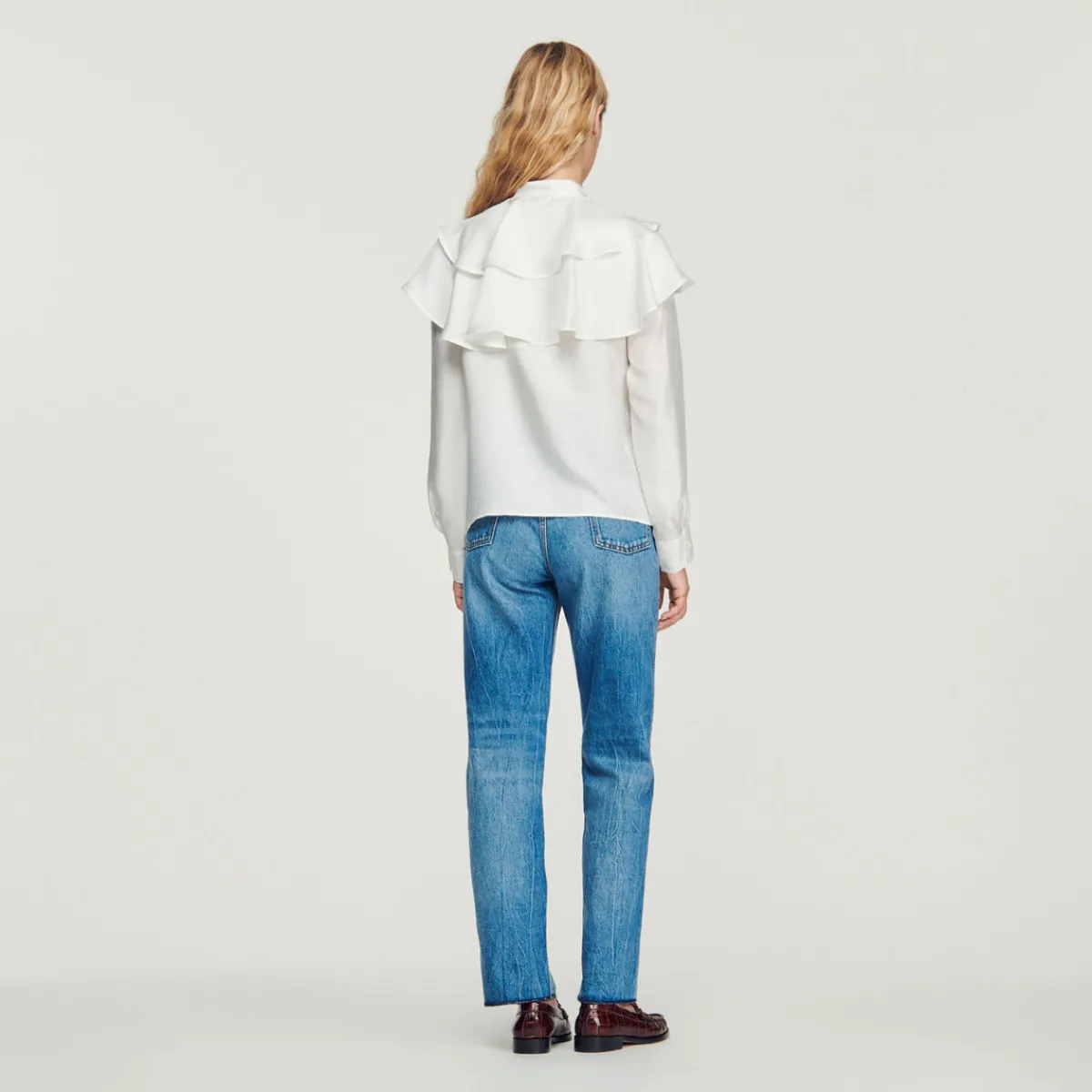Cheap Silk Ruffled Shirt Women Tops & Shirts
