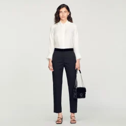 Best Sale Silk Shirt With Pleated Trim Women Tops & Shirts