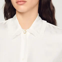 Best Sale Silk Shirt With Pleated Trim Women Tops & Shirts
