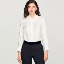 Best Sale Silk Shirt With Pleated Trim Women Tops & Shirts