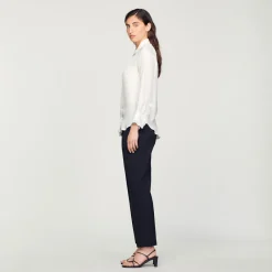 Best Sale Silk Shirt With Pleated Trim Women Tops & Shirts
