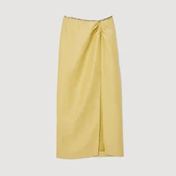 Online Skirt With A Slit And Rhinestones Women Matching Sets